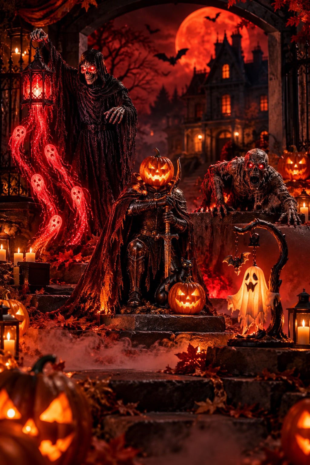 MOVAEL Halloween decorations in a haunted entrance